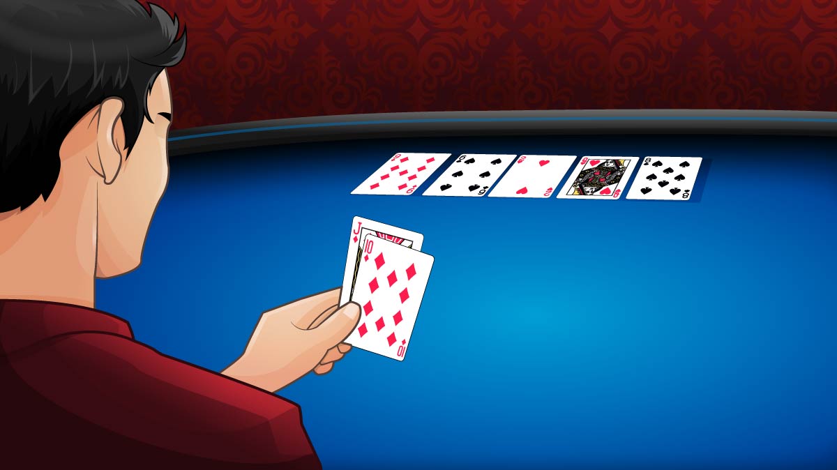 joueur de poker tenant J♦10♦