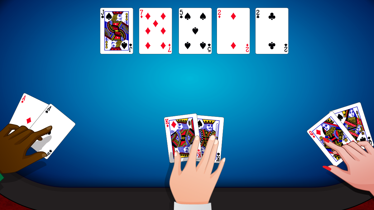 3 mains de poker sur le tableau de poker
